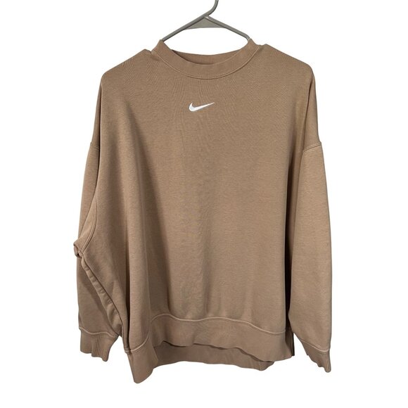 Nike Womens Oversized Tan Crewneck Sweatshirt XS - Picture 1 of 7